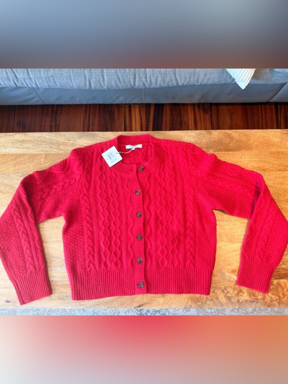 NWT Favorite Daughter Women’s Red Cable-Knit Button Cardigan Sweater
